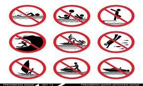 prohibited water activities signs v